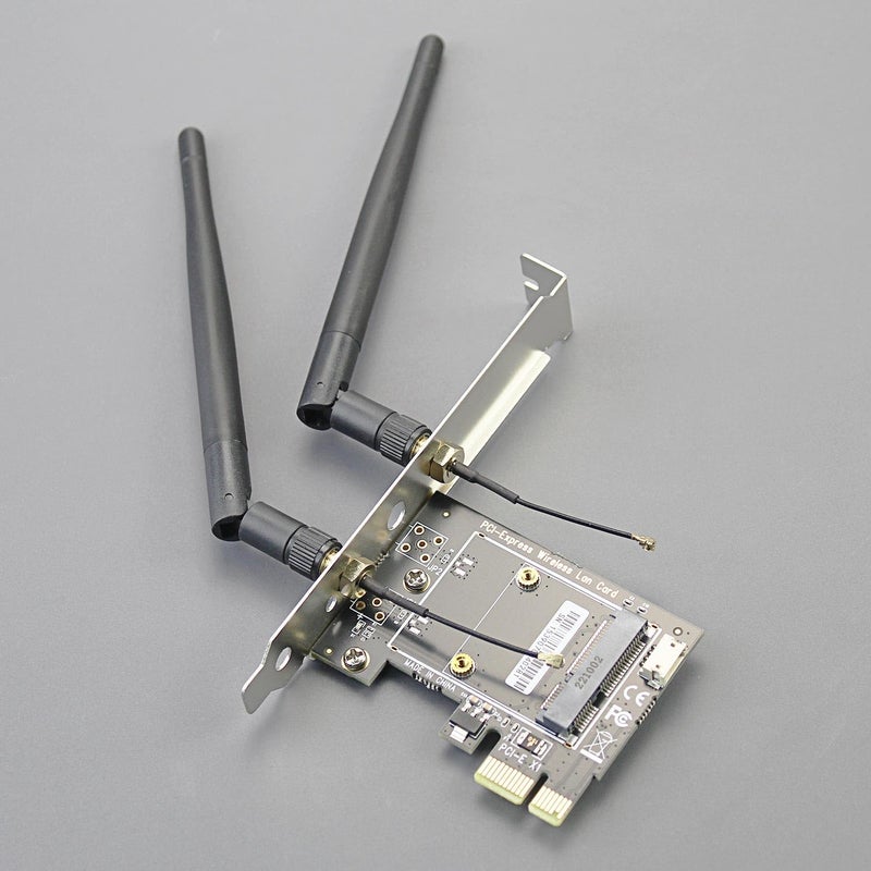 GLOTRENDS WA02 Mini PCIe to PCIe X1 WiFi Bluetooth Adapter for Mini PCIe WiFi 4/5/6/6e Module/Coral TPU Module, with 3.5-dBi SMA Antenna Kits - Image 2